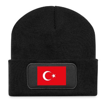 Nationalflagge von der Türkei - Recycelte Patch Beanie - Schwarz - Vorne