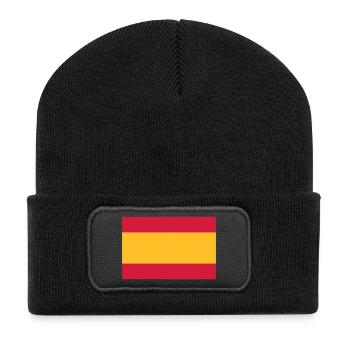 Nationalflagge von Spanien - Recycelte Patch Beanie - Schwarz - Vorne