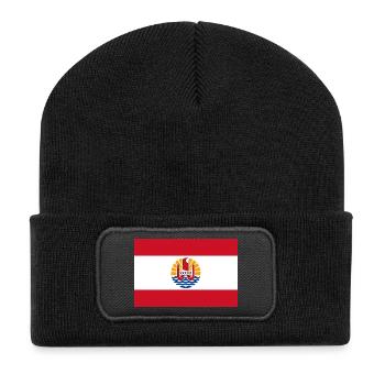National Flag Of French Polynesia - Recycled Patch Beanie - black - Front