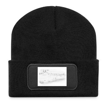 Basel am mym Rhy weiss - Recycelte Patch Beanie - Schwarz - Vorne