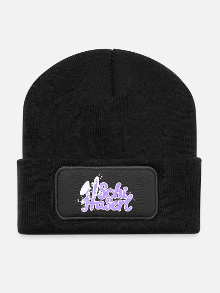 Skihaserl Schifahrer Pisten Glitzer Hasenohren fun - Recycelte Patch Beanie - Schwarz