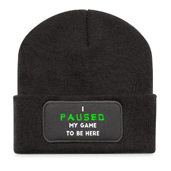 I Paused My Game to Be Here Gamer - Recycled Patch Beanie - dark grey - Front