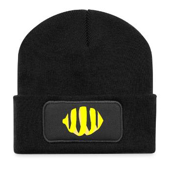 Zitrone Schale Obst Frucht Sauer Geschenkidee - Recycelte Patch Beanie - Schwarz - Vorne