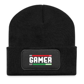 Gamer with Health and Experience Bar! - Recycelte Patch Beanie - Schwarz - Vorne