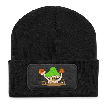 pilz party - Recycelte Patch Beanie - Schwarz - Vorne
