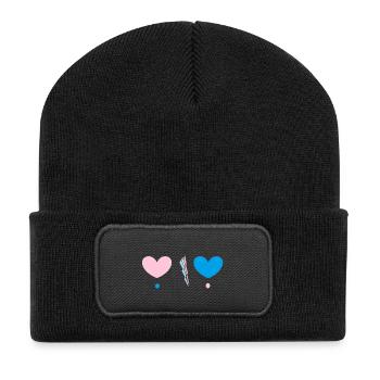 Deux coeurs - Beanie recyclé à patch - noir - Devant