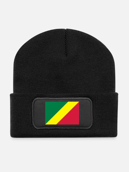 drapeau Congo Brazzaville - Beanie recyclé à patch - noir