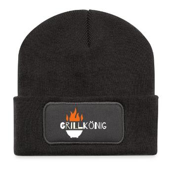 Grill König - Recycelte Patch Beanie - Dunkelgrau - Vorne