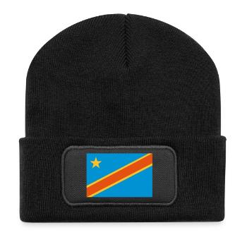 drapeau Congo Kinshasa - Congo flag - Beanie recyclé à patch - noir - Devant