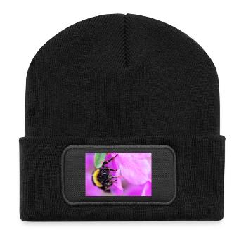 Bee on the violet - Recycled Patch Beanie - black - Front