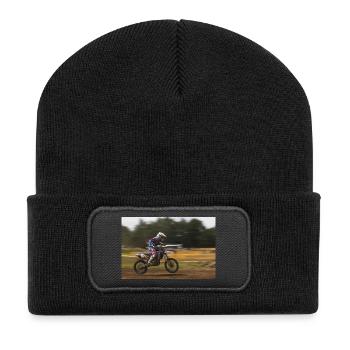 Motocross Action - Recycelte Patch Beanie - Schwarz - Vorne