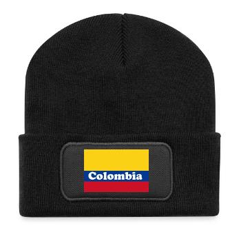 Colombia Kolumbien Flagge Fahne Geschenk - Recycelte Patch Beanie - Schwarz - Vorne