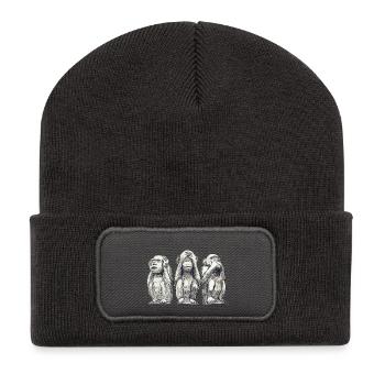 Affe - Recycelte Patch Beanie - Dunkelgrau - Vorne