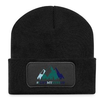 Psalm Mountain Berge Bergsteiger Bibel Bibelvers - Recycelte Patch Beanie - Schwarz - Vorne
