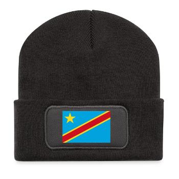Drapeau de la République démocratique du Congo - Beanie recyclé à patch - charbon - Devant