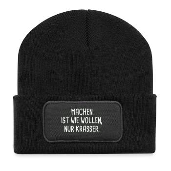 Making is like wanting, only blatantly! - Recycled Patch Beanie - black - Front