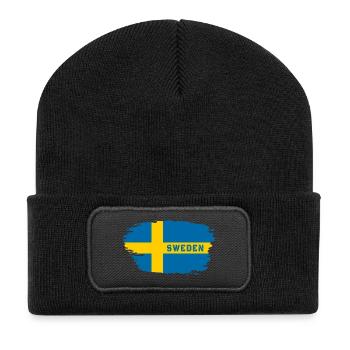 Schweden Flagge / Geschenk Skandinavien Stockholm - Recycelte Patch Beanie - Schwarz - Vorne