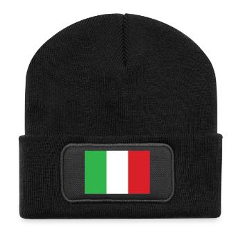 Italien Flagge Vertikal Design - Recycelte Patch Beanie - Schwarz - Vorne