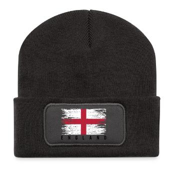 Distressed English Cross - Recycled Patch Beanie - dark grey - Front