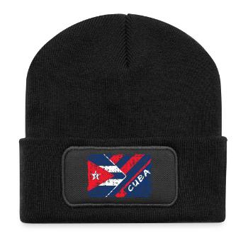 Kuba Flaggen Design / Geschenk Nordamerika - Recycelte Patch Beanie - Schwarz - Vorne