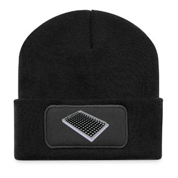96 Bien Plate / 96 plaque perforée - Beanie recyclé à patch - noir - Devant