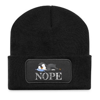Pingouin cadeau de dormir Non Nope oiseau cadeau - Beanie recyclé à patch - noir - Devant