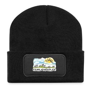 Familienradler Sonnenaufgang Design - Recycelte Patch Beanie - Schwarz - Vorne