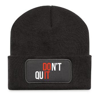 Don't Quit, Do It - Inspirierendes Zitat - Recycelte Patch Beanie - Dunkelgrau - Vorne
