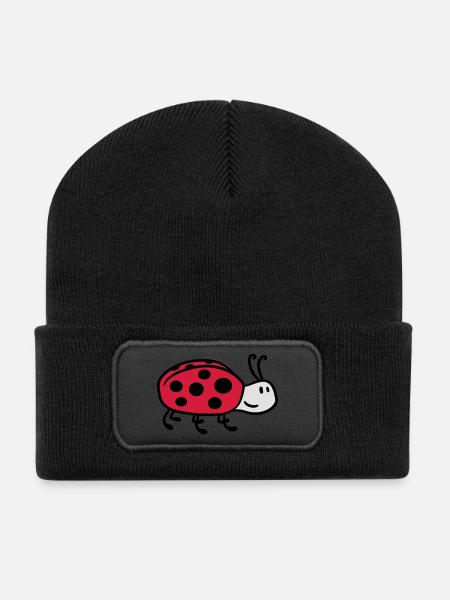 Niedlicher süßer kleiner Marienkäfer - Recycelte Patch Beanie - Schwarz