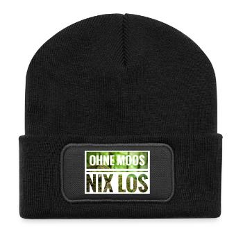 Ohne Moos Nix Los Moss Schrift - Recycelte Patch Beanie - Schwarz - Vorne