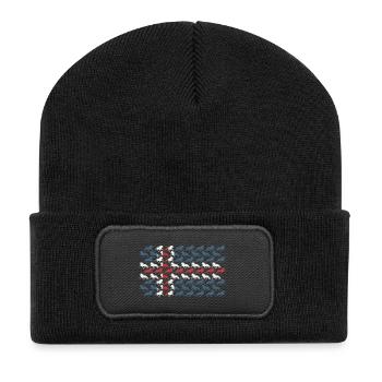 Tricolor horses in a repeating pattern - Recycled Patch Beanie - black - Front