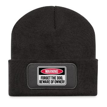 Forget the dog, beware of owner! - Recycelte Patch Beanie - Dunkelgrau - Vorne