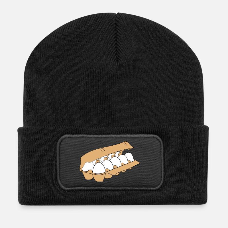 Eierkarton - Recycelte Patch Beanie - Schwarz