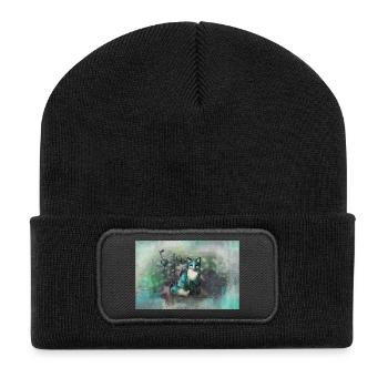 blue Herbstfuchs - Recycelte Patch Beanie - Schwarz - Vorne