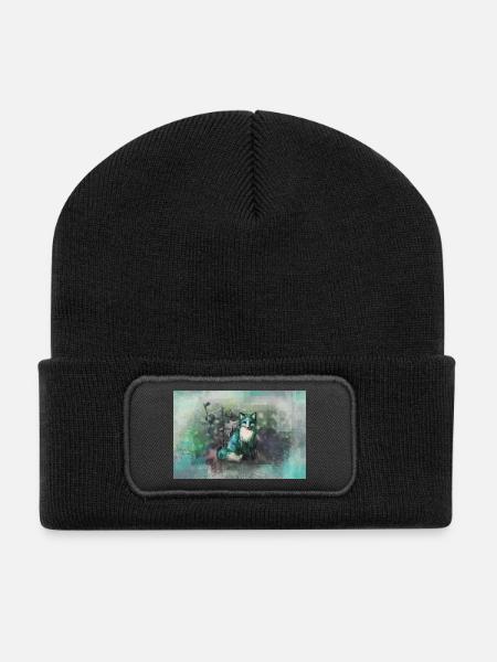 blue Herbstfuchs - Recycelte Patch Beanie - Schwarz