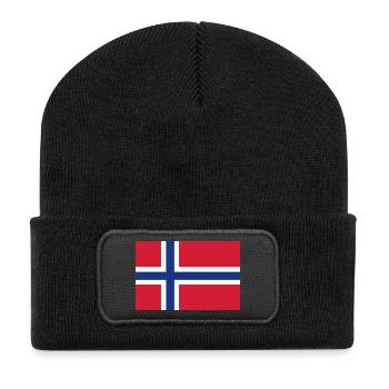 Norwegen Flagge - Recycelte Patch Beanie - Schwarz - Vorne