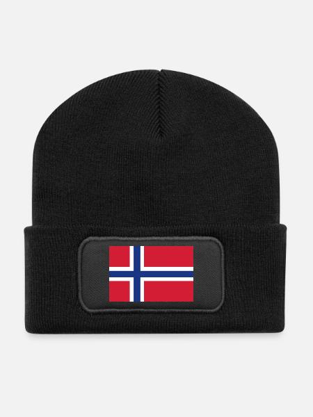 Norwegen Flagge - Recycelte Patch Beanie - Schwarz