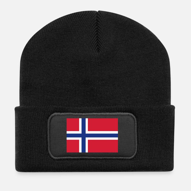 Norwegen Flagge - Recycelte Patch Beanie - Schwarz