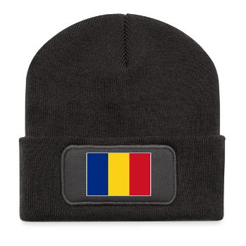 Drapeau Roumanie - Beanie recyclé à patch - charbon - Devant