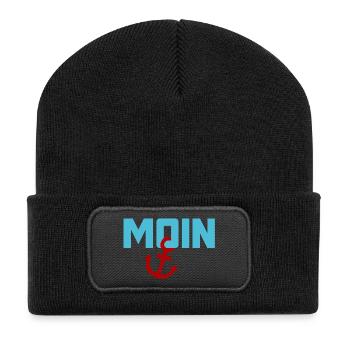 Moin ancre Ahoi Mer du Nord Mer Baltique plage vacances côte - Beanie recyclé à patch - noir - Devant