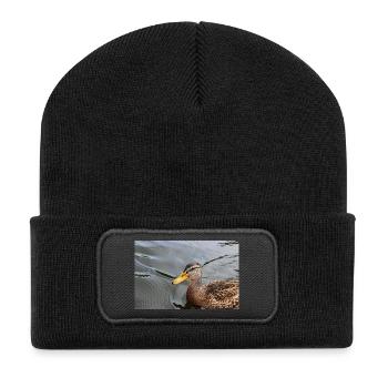 Ente Entchen Wildente Poster Tierposter Geschenk - Recycelte Patch Beanie - Schwarz - Vorne