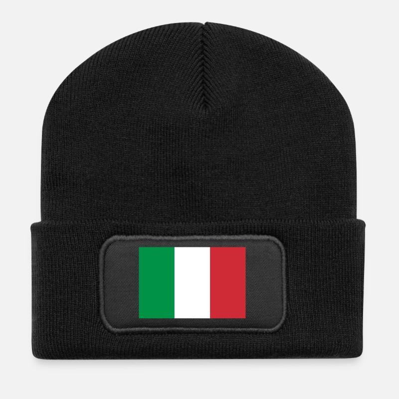 Autocollant drapeau de l'Italie drapeau Italie Fahne Flagge - Beanie recyclé à patch - noir