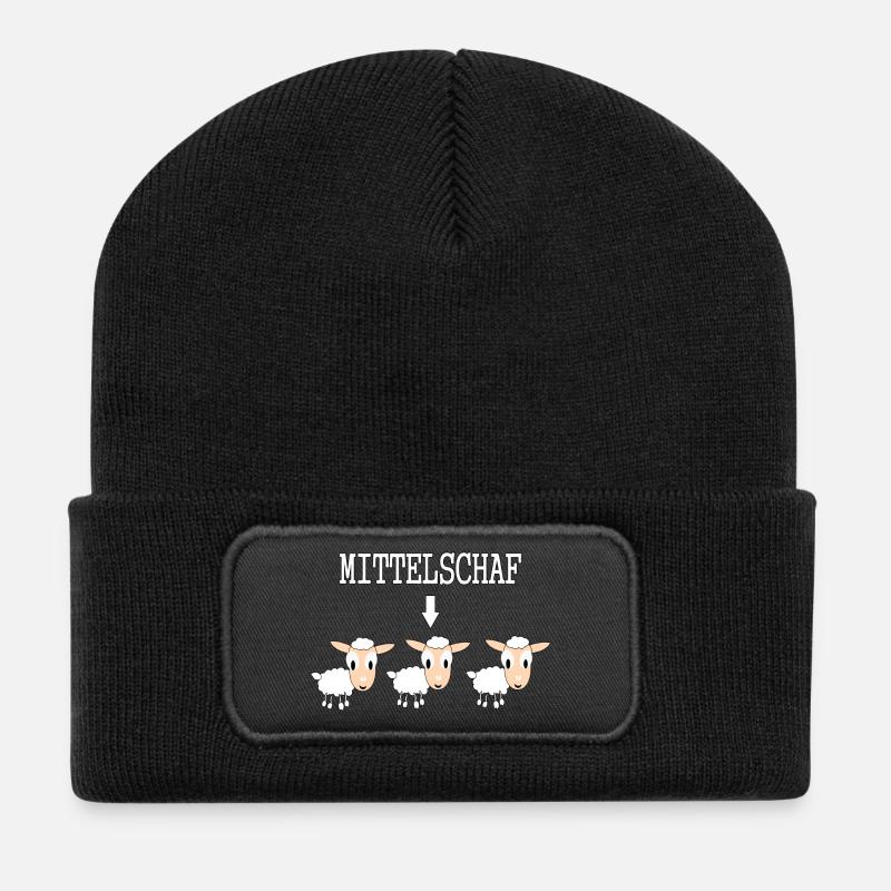 Lustige Schafe - Recycelte Patch Beanie - Schwarz