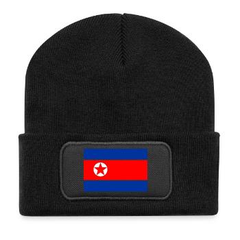 Drapeau du logo de la Corée du Nord Drapeau nord-coréen - Beanie recyclé à patch - noir - Devant