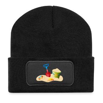 Sand toys on the beach or in the sandbox - Recycled Patch Beanie - black - Front