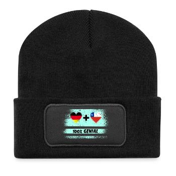 Germany and Chile 100% Ingenious / Gift - Recycled Patch Beanie - black - Front