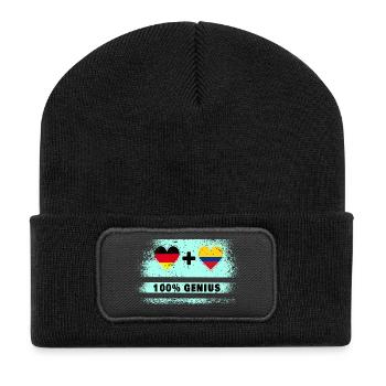 Deutschland und Kolumbien 100% Genial / Geschenk - Recycelte Patch Beanie - Schwarz - Vorne