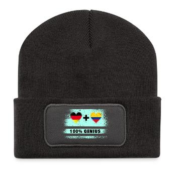 Deutschland und Kolumbien 100% Genial / Geschenk - Recycelte Patch Beanie - Dunkelgrau - Vorne