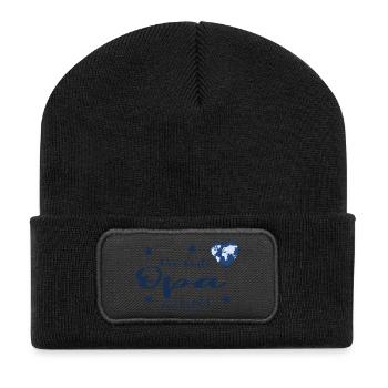 Der beste Opa der Welt mit Herz und Weltkarte - Recycelte Patch Beanie - Schwarz - Vorne
