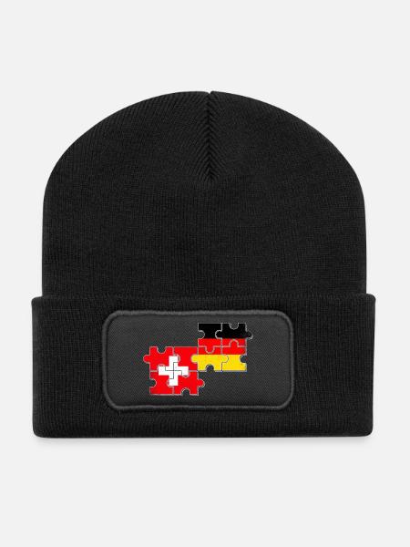 Schweiz Deutschland Flagge Schweizer Deutscher - Recycelte Patch Beanie - Schwarz